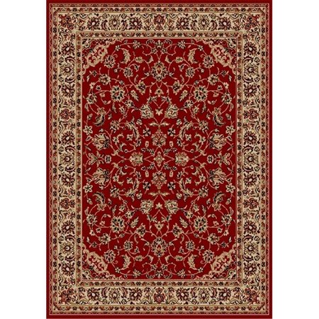 AURIC 1833-6010-RED Como Rectangular Red Traditional Italy Area Rug, 3 ft. 3 in. W x 4 ft. 11 in. H AU1614290